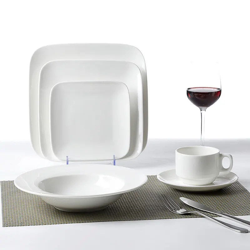Upgrade Your Dining Experience With A White Square Porcelain Dinner Set 1