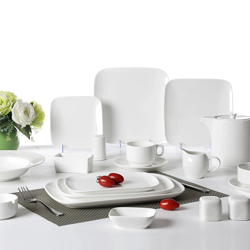 Resort Porcelain Dinnerware Sets Plate Thai Ceramic White Hotel Tableware 1