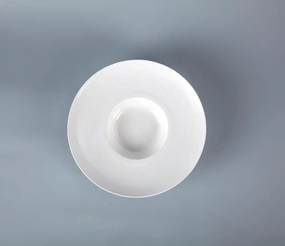 elegant timeless white executive dining Rim Flared DeepSoup Bowl porcelain dishwaher salad bowl 1