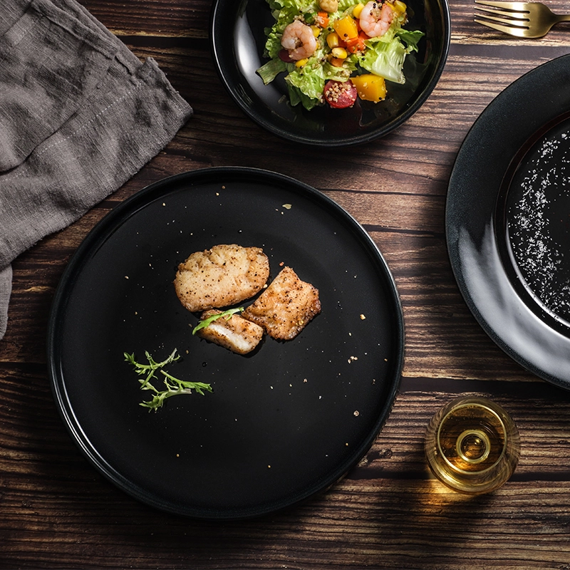 Deep Blue Ceramic Dinner Plate Porcelain Tableware plate for Restaurant, Hotel plate For Salad Dessert 1