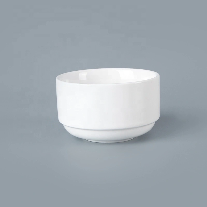 Hotel Crockery White Tableware Stacking Soup Unhandled, Restaurant Hotel Supplies Ceramic Soup Bowl^ 1