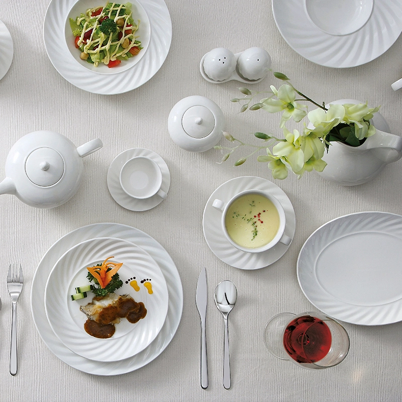 China Hotel Dinnerware Wholesale Market Supplier, Hotel Collection Dinnerware Sets, White Ceramic Plate Tableware Set*1 1