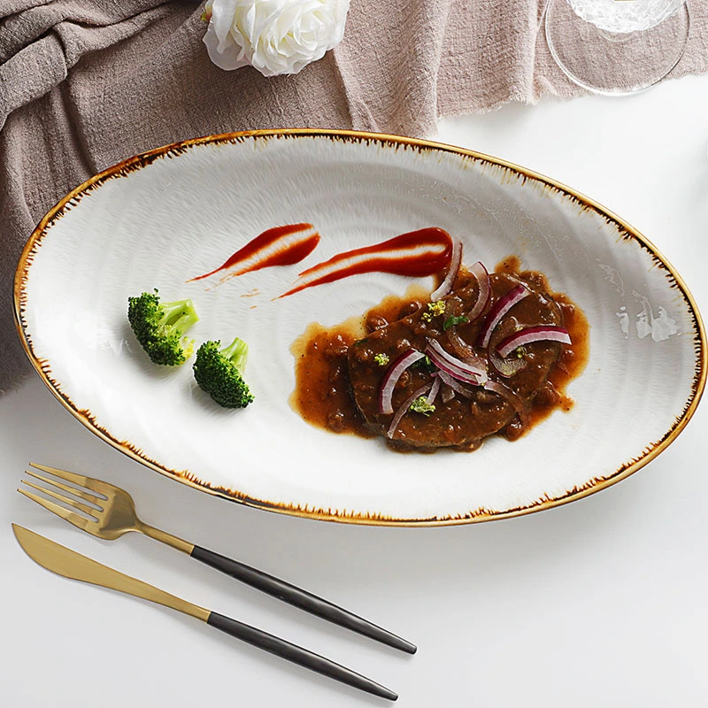 Investment In The Maldives Dishes Plates Ceramics Rectangle, Ceramic Steak Plate, Restaurant Rectangular Serving Plate 1