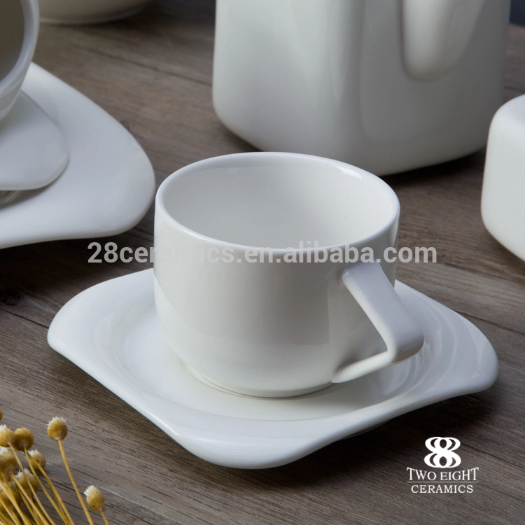 Fine porcelain tableware hotel western coffee set porcelain white elegant mugs porcelain white wholesale 1
