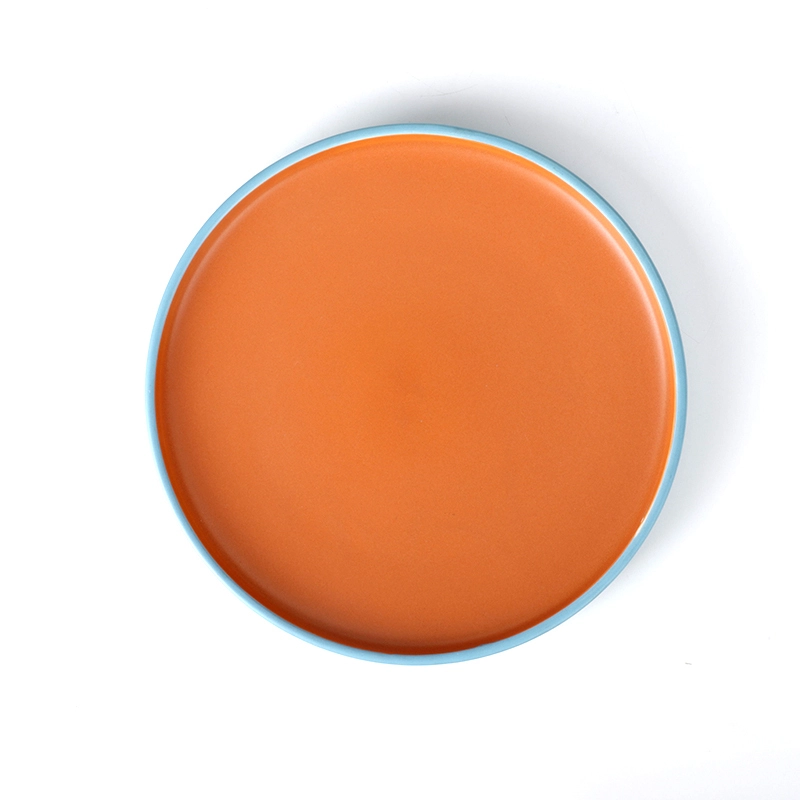 Wholesale 8/10 Inch LFGB FDA Porcelain Blue Red Colorful Plates For Restaurant, Hotel Ceramic Plate& 1