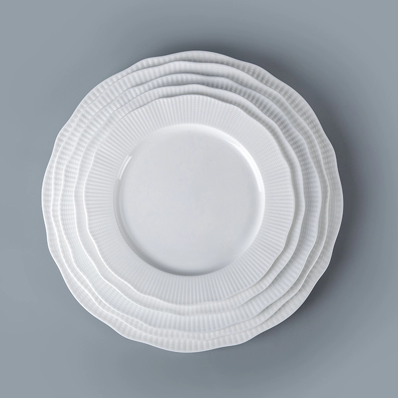 Top Choice Bone China White Flat Plates Restaurant Dinnerware, Hotel Ware Rectangular Plates Round Plate* 1