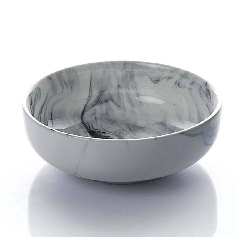 Restaurant Crockery Serving Bowls, Ceramic Salad Bowl, High Temperature Marble Salad Bowls 1