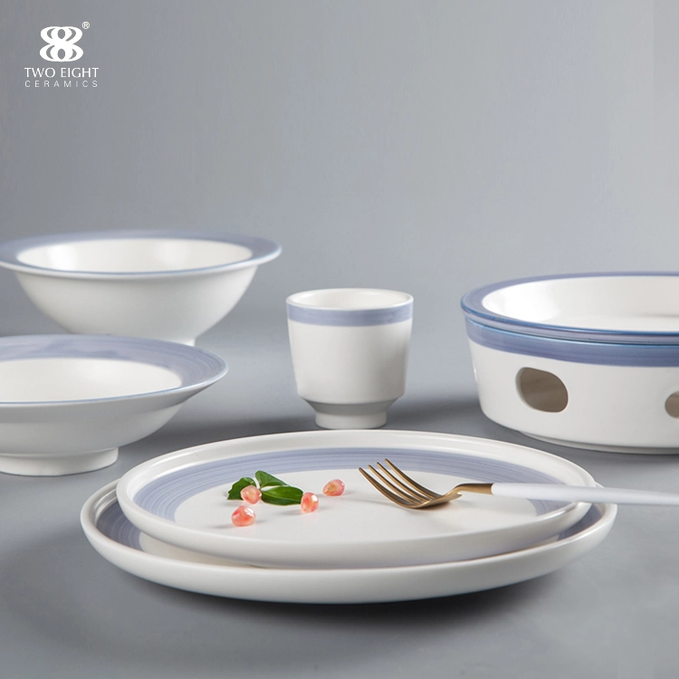 White and blue China porcelain bone china crockery tablewarefor hotel and restaurant 1