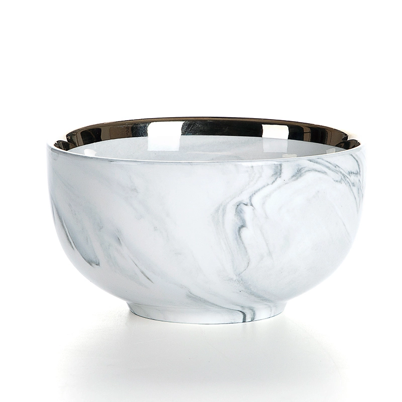 European Gold Rim Ceramic Salad Bowl, Hotel Supplies Gold Rim Grey Luxury Marble, Best Selling Gold Rim Restaurant Bowl& 1