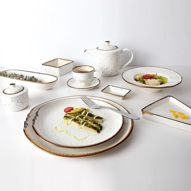 Colored Glazes Plates Ceramic Restaurant 8 / 10 / 12 inch, Thailand Dinnerware, Luxury Porcelain Tableware& 1