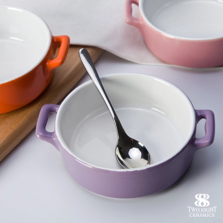 Good price china porcelain bakeware bowl with handle glazed dinnerware restauratn bakery microwave oven safe crockery tableware 1