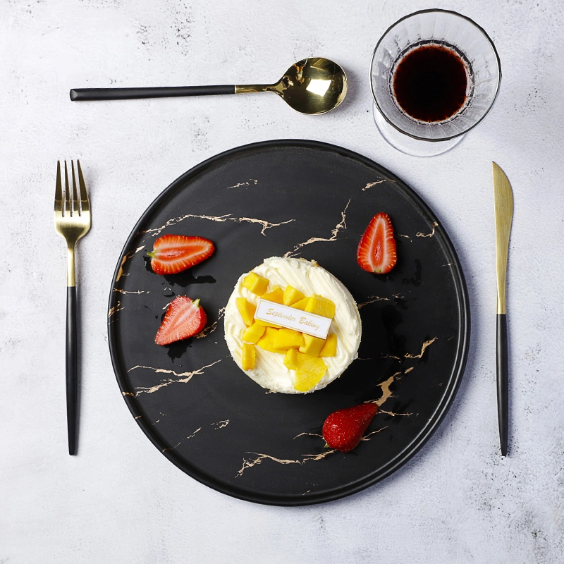 Special Restaurant Crokery Black Dishes, Crokery Food Serving Plate, Luxury Resort Vajilla De Porcelana Black Ceramic Plates* 1
