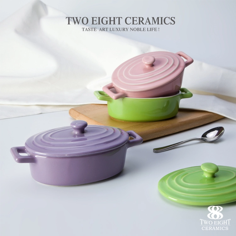 Factory wholesale custom design color glazed baking dish 1