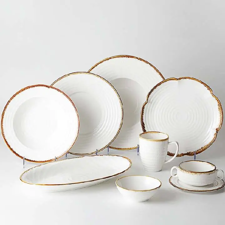 Resort Tableware Ceramic, Luxury Ceramic Dinner Set For Hotel, Ceramic Dinner Set Dinnerware$ 1