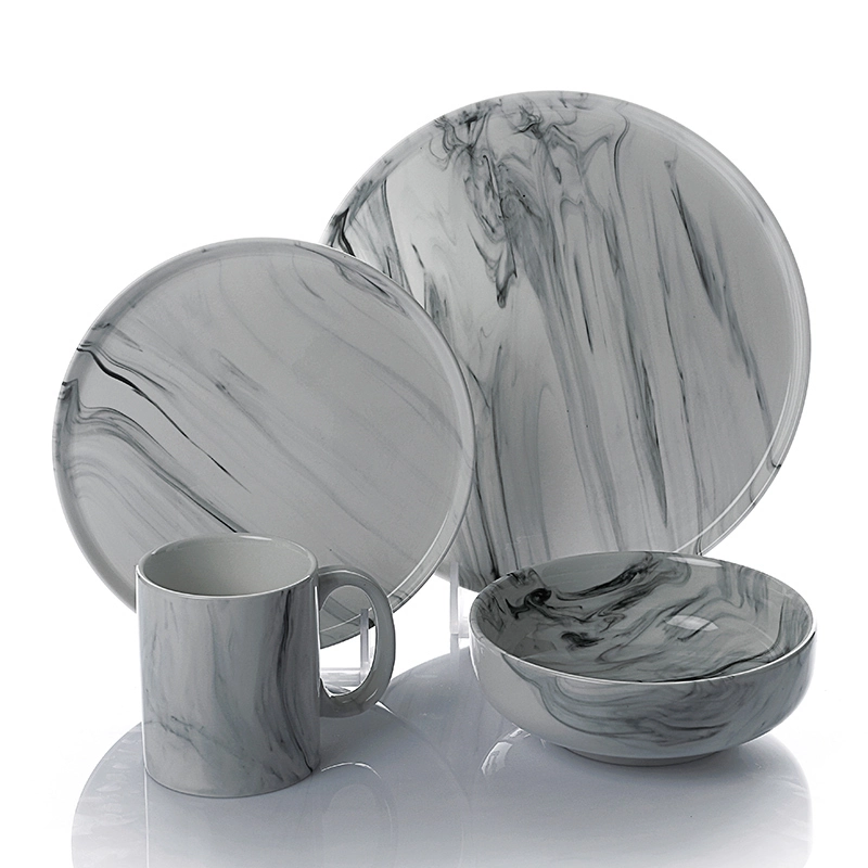 Hot Sale Restaurant Hotel Italian Style Marble Dinnerware Set, Amazon Top Sale Ceramic Dinner Set 1