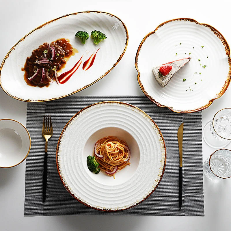 28ceramics Tableware Porcelain 8/10/12 Inch Dinner Plates Porcelain, 28ceramics Buffet Tableware Full Sizes Cater Plate~ 1