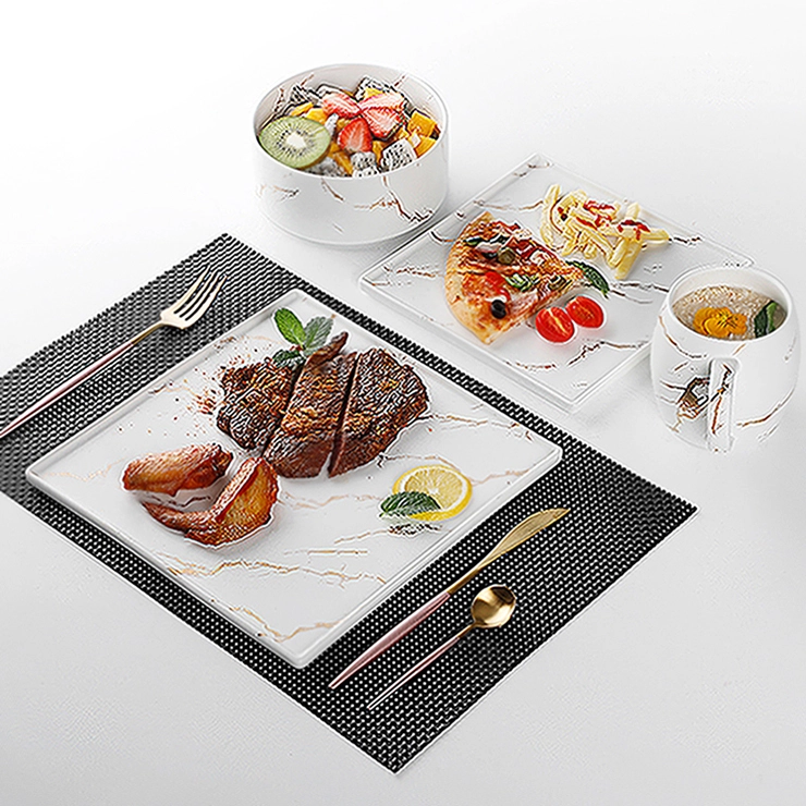 High Quality Hotel Ceramic European Dinnerware Sets, Gold And White Restaurant Dinnerware Fine Dinner Plate Set/ 1