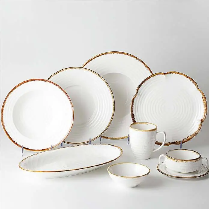 High Temperature Porcelain Crockery Set Dinnerware, Color Banquet Dinnerware Sets, Rustic Restaurant Dinnerware Sets& 1