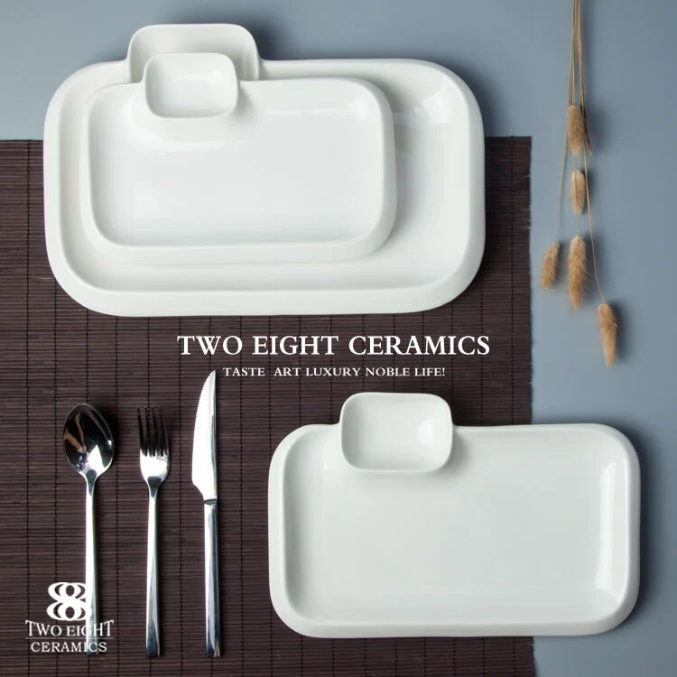 Chaozhou fengxi porcelain dining plate set retangular 9.75 hot plate for buffet charger plate 1