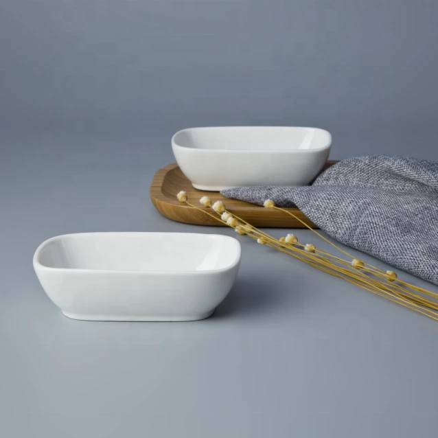 Best Selling Banquet Use Rectangle Crockery Tableware Sauce Dish, White Rectangle Soy Sauce Dish^ 1