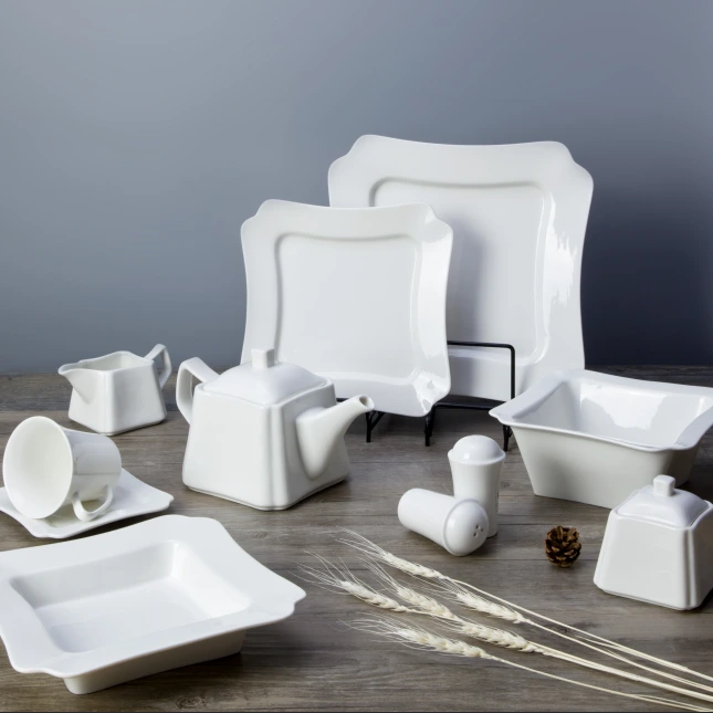 WholesaleWhite dinner sethotel crockery White dinner set durable fine porcelain dinnerware set 1