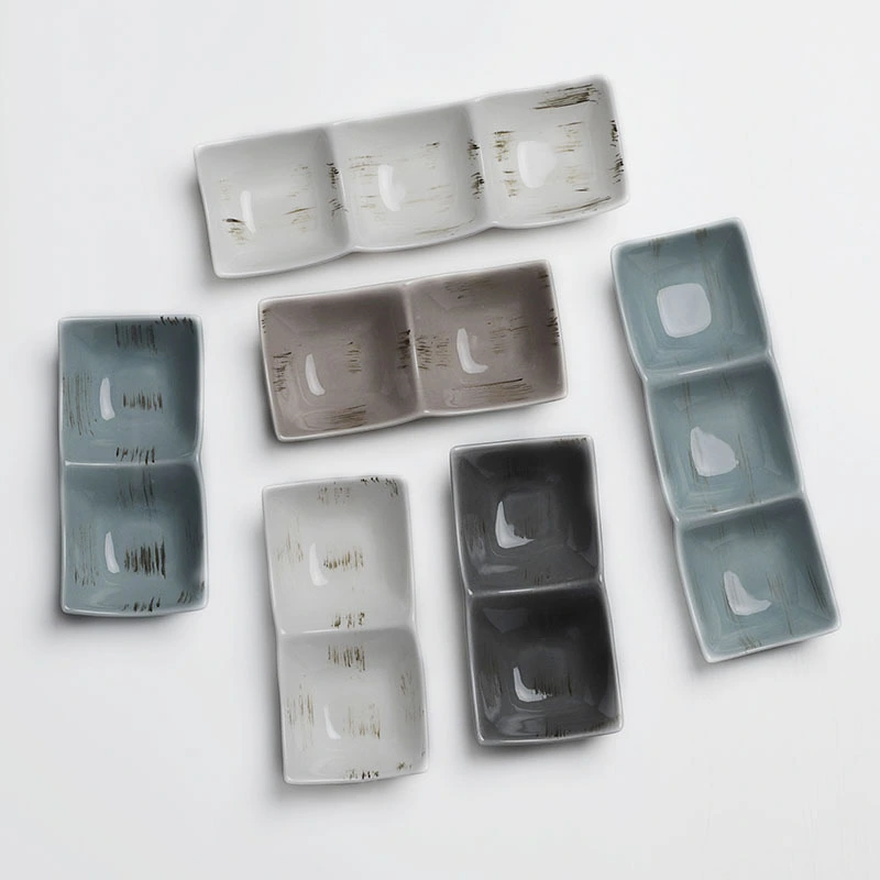 Color Banquet Vajilla Gourmet Square Sauce Dishes, Special Mini Plate Restaurant Serving Dishes, Good Ceramic Sauce Plate/ 1