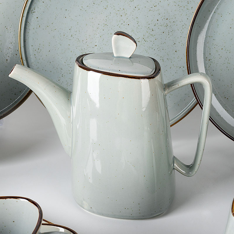 Catering Dinnerware Rustic Grey Ceramics Plate Restaurant Crockery Dinner Dinnerware Set, Wholesale Horeca Tableware Dinner Sets 4