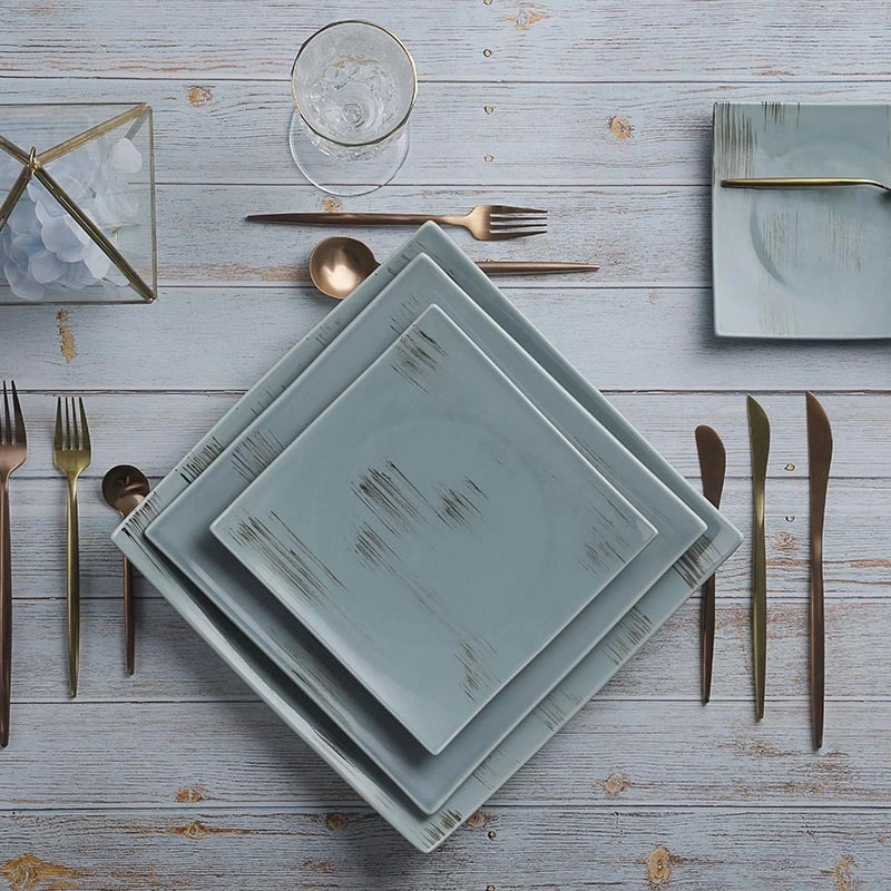 28ceramics Hotel Tableware 6/8/10 Inch Square Plates Ceramic, Restaurant Tableware Plates Sets Dinnerware Ceramic, Dinner Plate& 1