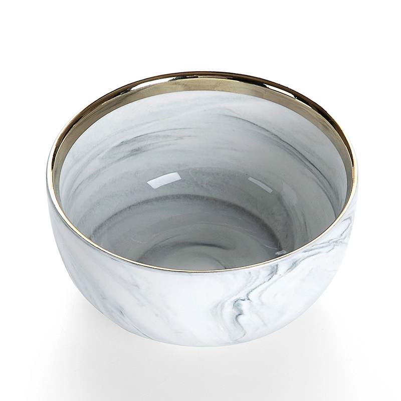 لوازم المطاعم وعاء صلصة ذو حافة ذهبية، وعاء صلصة ذو حافة ذهبية من أدوات الفنادق الصينية، رخام بورسلين رمادي ذو حافة ذهبية الأكثر مبيعًا# 1