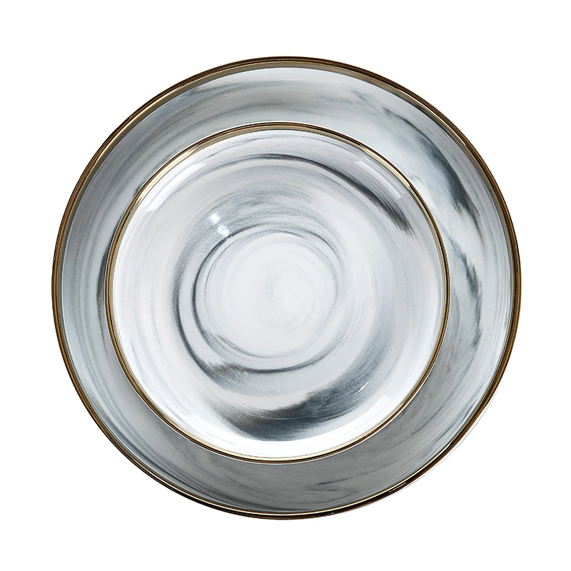 Food Grade Paint High Temperature Banquet Catering Serving Dishes, Marble Tableware Ceramic Plates And Bowls& 1