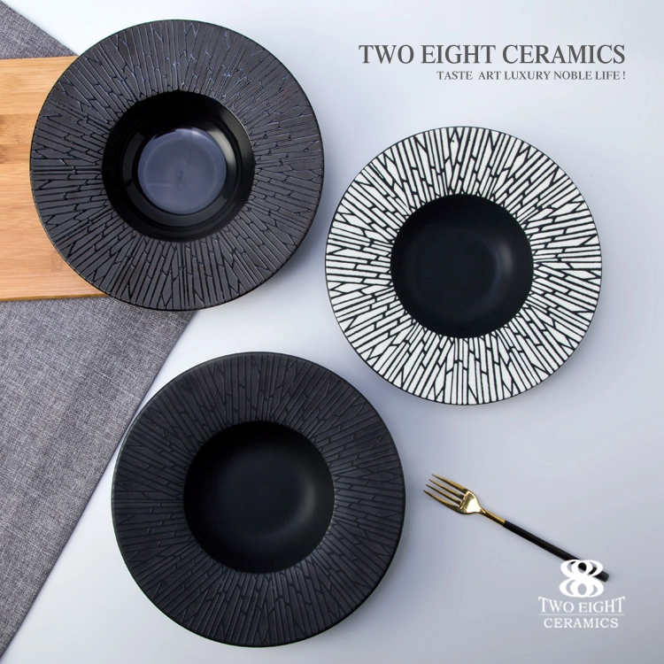 2017 new style high quality ceramic black and white round bowl 1