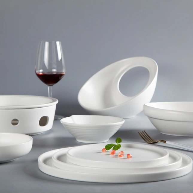 White restaurant use ceramic ware china porcelain dinnerware set 1