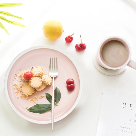 Wholesale Colored Porcelain Dinnerware Set, Hotel Color Plate, Porcelain Dishware Pink Color 1