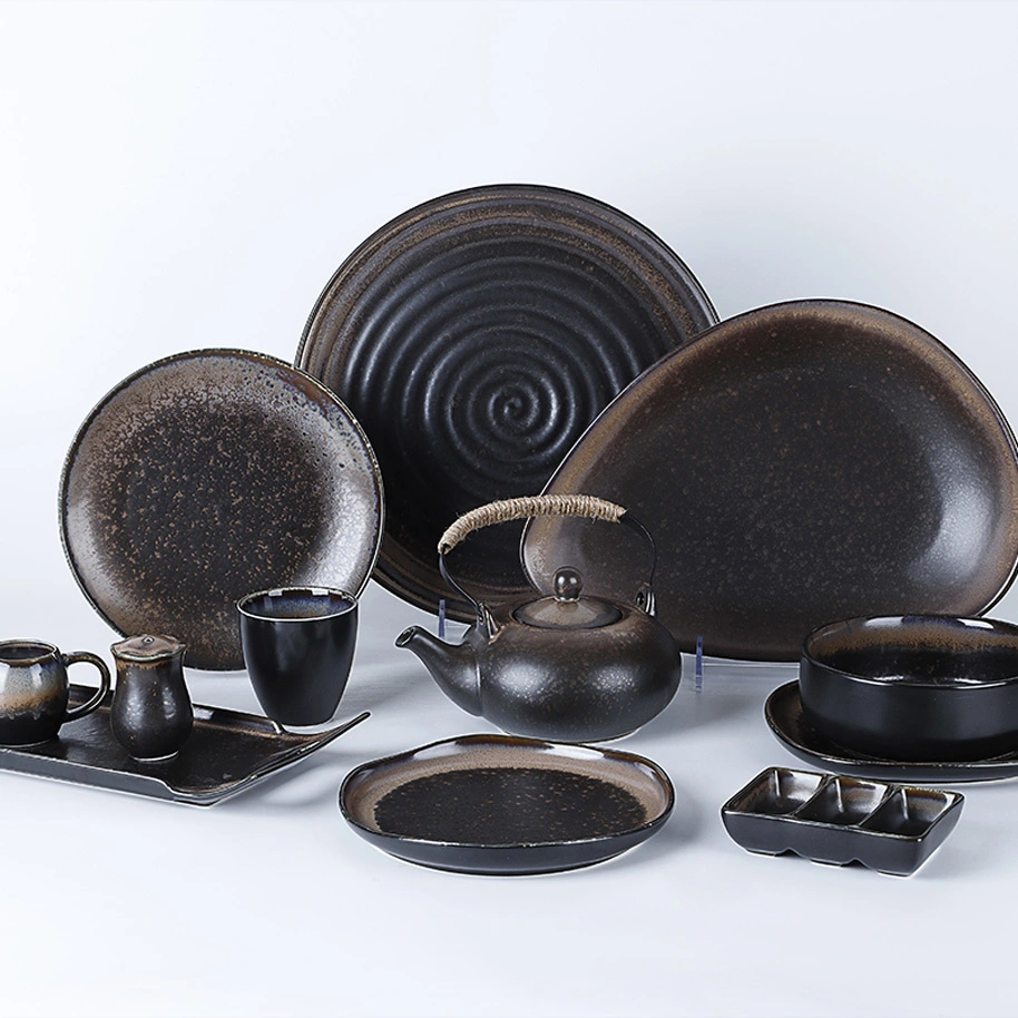 Ceramic China Dinnerware Set, Special Tableware Set Black,Japanese Ceramic Tableware Set* 1