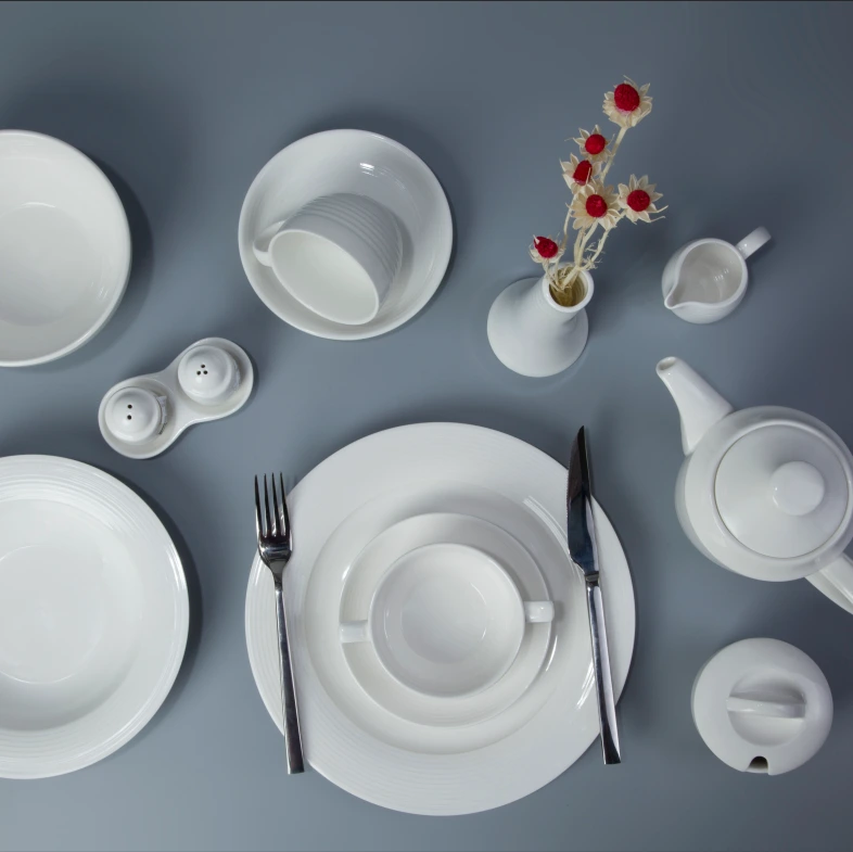 Five Star Hotel CrockeryIndia Stock Ceramic Tableware for Restaurant, White Plates Sets Dinnerware> 1