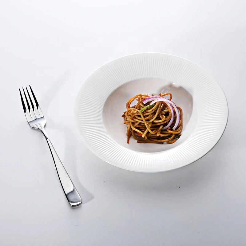 Outdoor lifestyle Marriott chinaware Dinner Plates White Pasta Plates, Two Eight Crockery Tableware Wide Rimmed Pasta Bowls@ 1