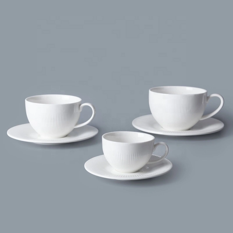 Most Popular Chinaware Porcelain White Coffee Cup And Saucer, Restaurant Hotel Supplies Three Sizes Coffee Cup With Plate& 1