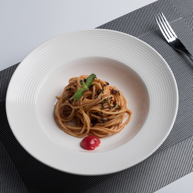 New Products Idea 2019 Oven Safe Catering White Ceramic Soup Plate Set, Platos Blancos de Porcelana para Restaurante% 1