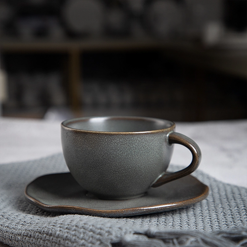 Direct Factory Supply 2020 Dubai Coffee Cup And Saucer, 8oz Hotel Restaurant Grey Ceramics Cup 1