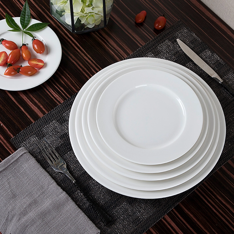 Nice Selling Fine Ceramic Flat Plate Porcelain Dinnerware Plate, All Sizes White Plates For Wedding Hotel 1