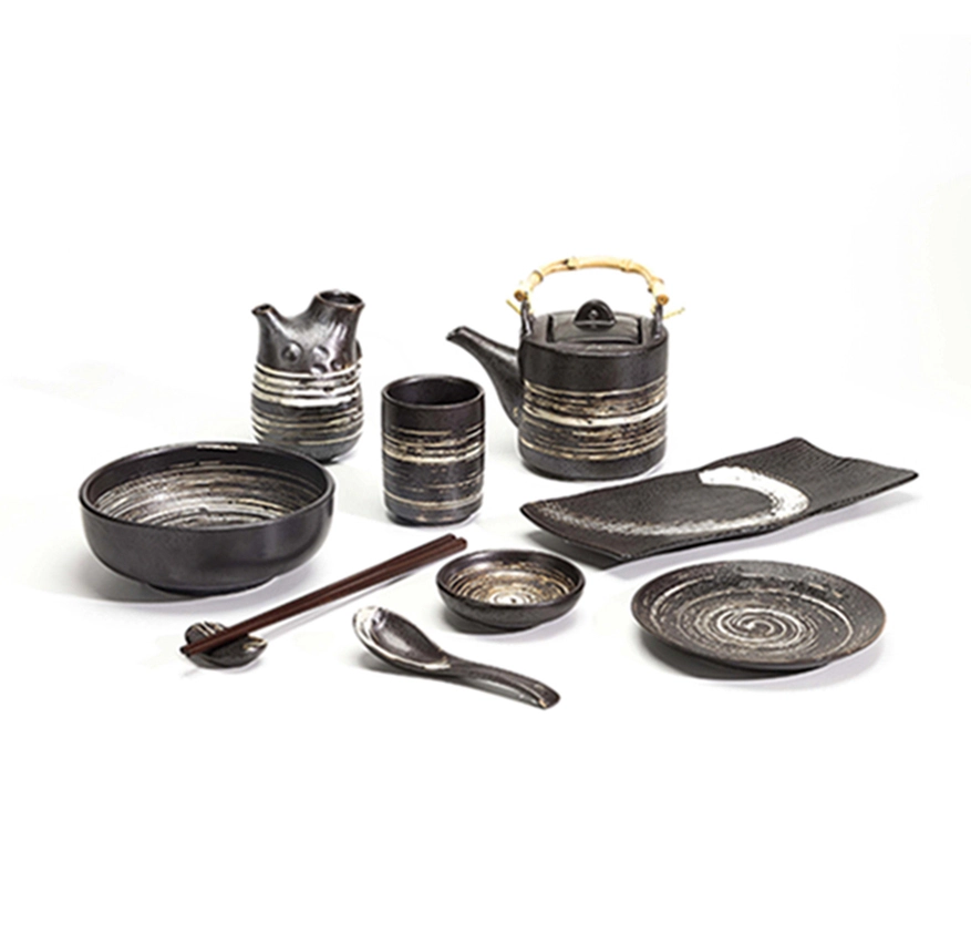 Tableware Manufacturer Restaurant Dinnerware Porcelain Japanese Ceramic Black Plate India* 1