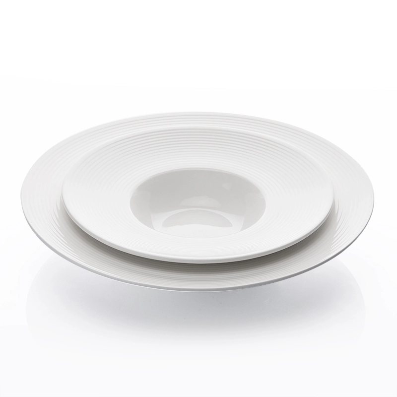 Luxurious Bone China Crokery Cafe Dinner White Ware Dessert Set Plate, Eco Friendly Restaurant Assiette Porcelaine Soup Plate~ 1