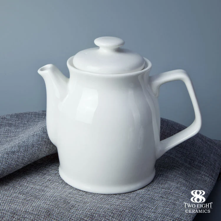 Pop design chinese cheap 1100ml white ceramic teapot for banquet hall 1