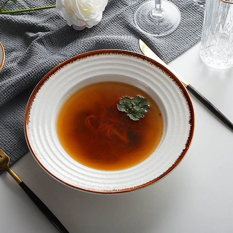 Wholesale Chaozhou Heat Resistant Restaurant Salad Plate,Catering Serving Soup Dishes, Ceramic Spaghetti Plate& 1