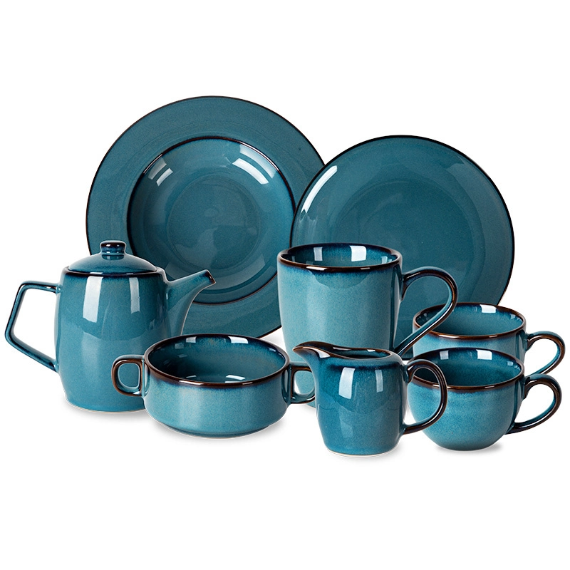 Hot Sale Ceramic Dinner Set Plate Restaurant Blue Porcelain Wholesale Tableware 1