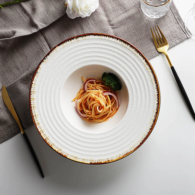 Catering Buffet Serving Set Modern Restaurant Hand Made Ceramic Dinner Plates^ 1