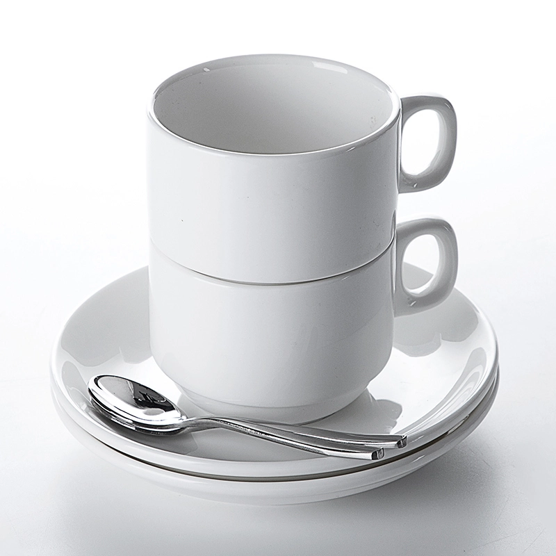 High Temperature Restaurant Cafe Bar Porcelain Coffee Cup Factory, Tea Cup Sets, White Cups And Saucer Ceramic 1