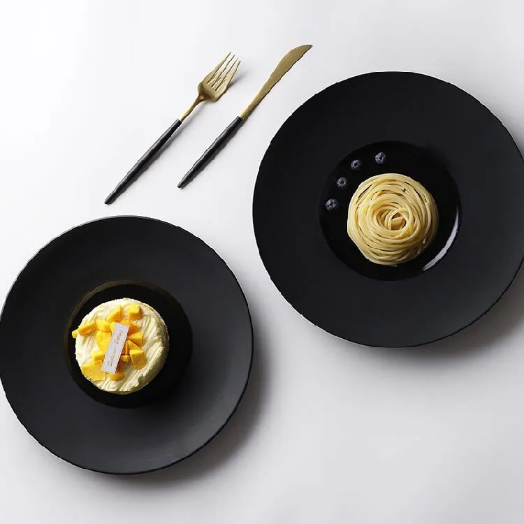 28ceramics Japanese Style 10/11/12 Inch Black Plates For Restaurant, 28ceramics Japanese Ceramic Tableware Black Ceramic Plates* 1