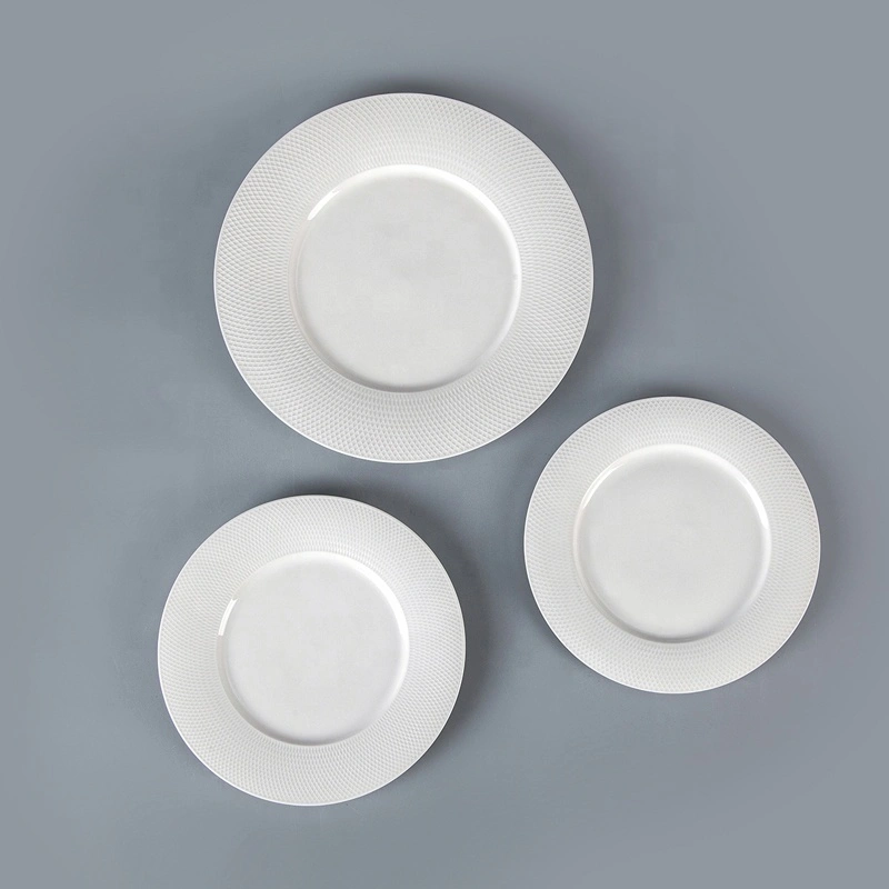 New Product Ideas 2019 Innovative for Hotels White Plates Ceramic Buffet Ware, Grid Design Crockery Tableware Flat Plate^ 1