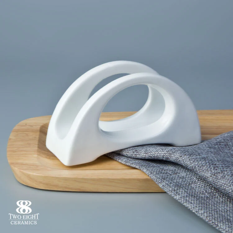 White ceramic banquet personalised decorative fine porcelain table facial tissue holder 1